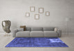 Machine Washable Persian Blue Traditional Rug in a Living Room, wshtr3145blu