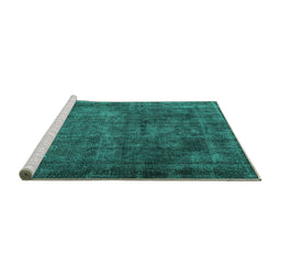 Sideview of Machine Washable Persian Turquoise Traditional Area Rugs, wshtr3145turq