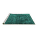 Sideview of Machine Washable Persian Turquoise Traditional Area Rugs, wshtr3145turq