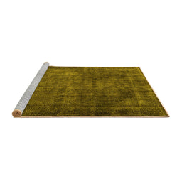 Sideview of Machine Washable Persian Yellow Traditional Rug, wshtr3145yw