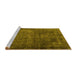 Sideview of Machine Washable Persian Yellow Traditional Rug, wshtr3145yw