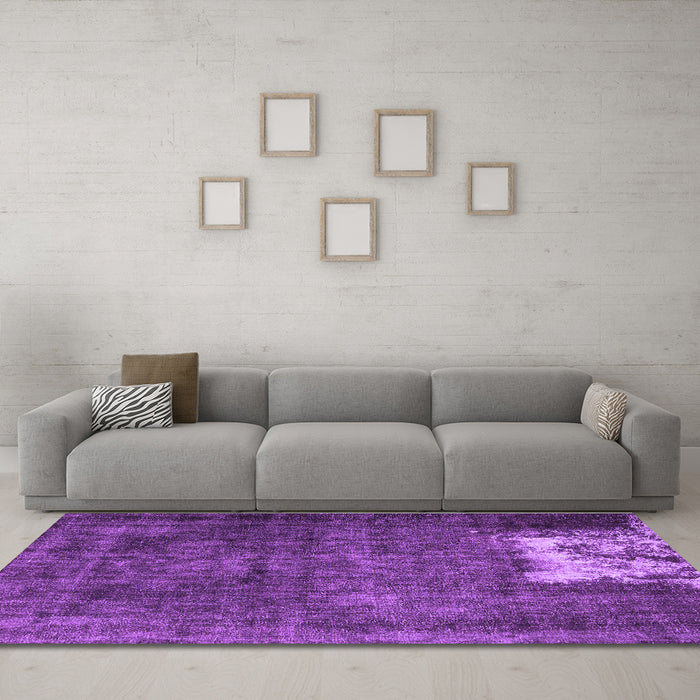 Machine Washable Persian Purple Traditional Area Rugs in a Living Room, wshtr3145pur