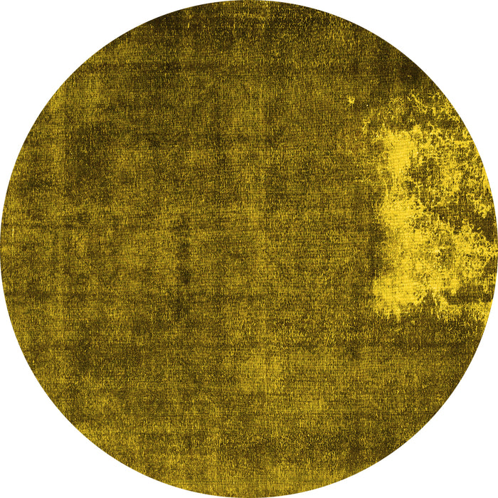 Round Persian Yellow Traditional Rug, tr3145yw
