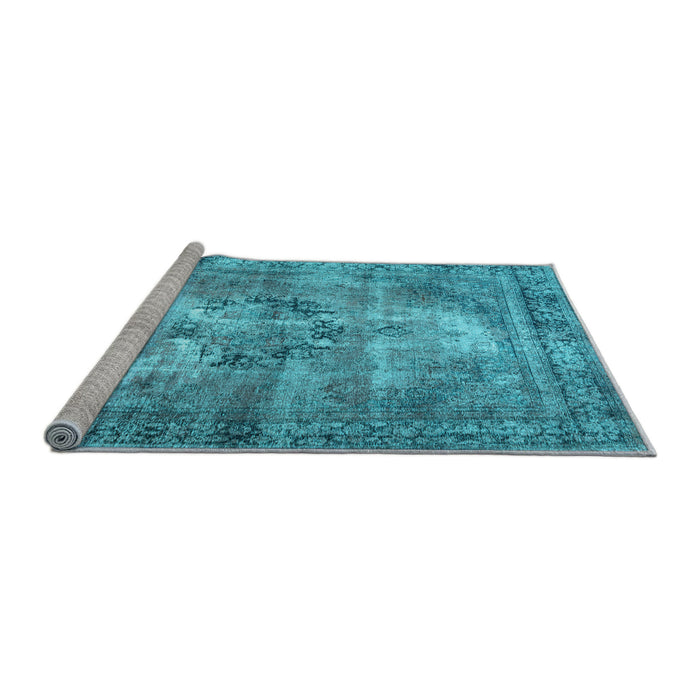 Sideview of Machine Washable Persian Light Blue Traditional Rug, wshtr3146lblu