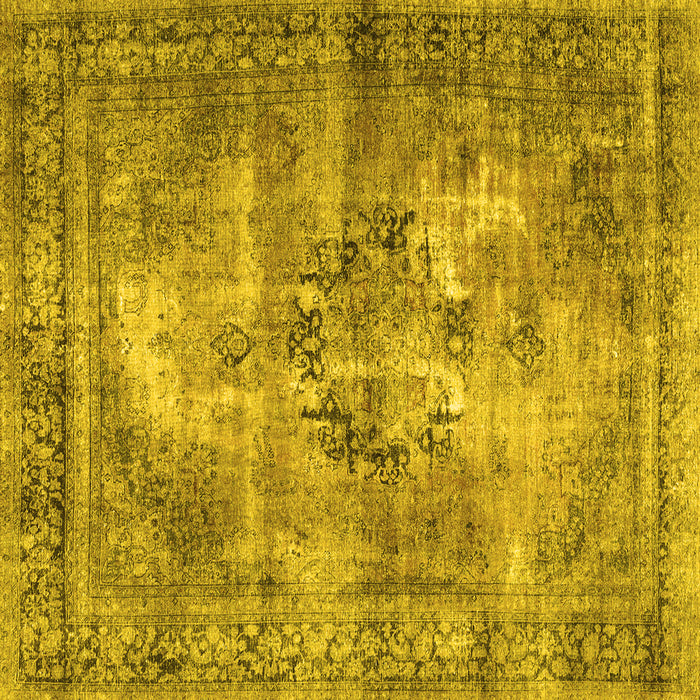 Square Machine Washable Persian Yellow Traditional Rug, wshtr3146yw
