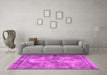 Machine Washable Persian Pink Traditional Rug in a Living Room, wshtr3146pnk