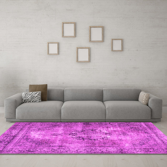Machine Washable Persian Pink Traditional Rug in a Living Room, wshtr3146pnk