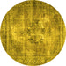 Round Persian Yellow Traditional Rug, tr3146yw