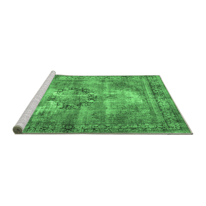 Sideview of Machine Washable Persian Emerald Green Traditional Area Rugs, wshtr3146emgrn