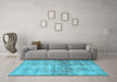 Machine Washable Persian Light Blue Traditional Rug in a Living Room, wshtr3147lblu