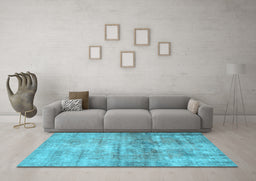 Machine Washable Persian Light Blue Traditional Rug in a Living Room, wshtr3147lblu
