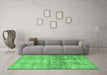 Machine Washable Persian Emerald Green Traditional Area Rugs in a Living Room,, wshtr3147emgrn