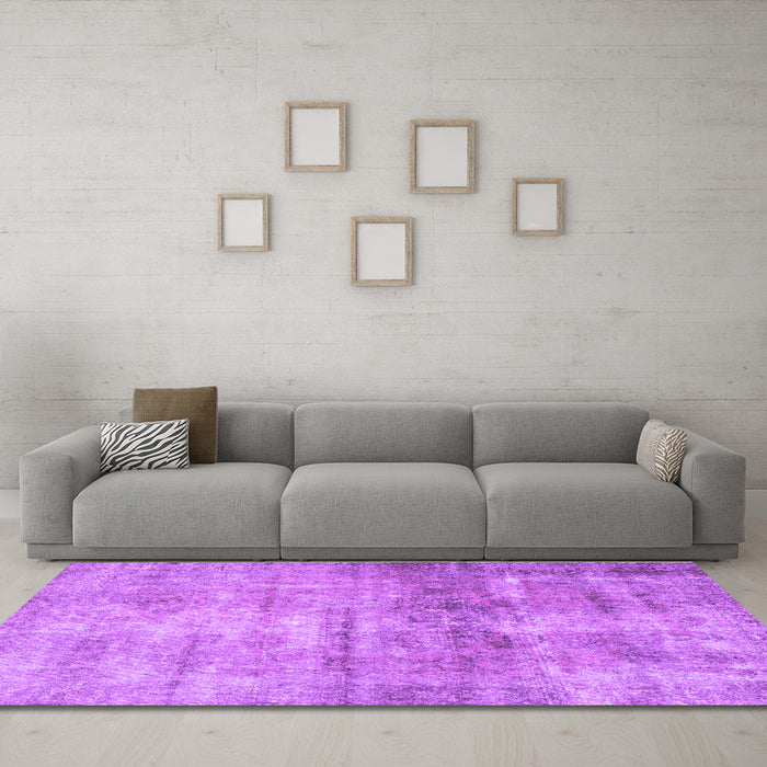 Machine Washable Persian Purple Traditional Area Rugs in a Living Room, wshtr3147pur