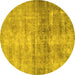 Round Persian Yellow Traditional Rug, tr3147yw