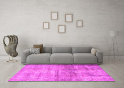 Machine Washable Persian Pink Traditional Rug in a Living Room, wshtr3147pnk