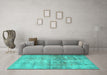 Machine Washable Persian Turquoise Traditional Area Rugs in a Living Room,, wshtr3147turq