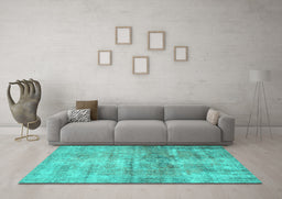 Machine Washable Persian Turquoise Traditional Area Rugs in a Living Room,, wshtr3147turq
