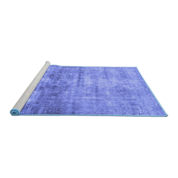 Sideview of Machine Washable Persian Blue Traditional Rug, wshtr3147blu