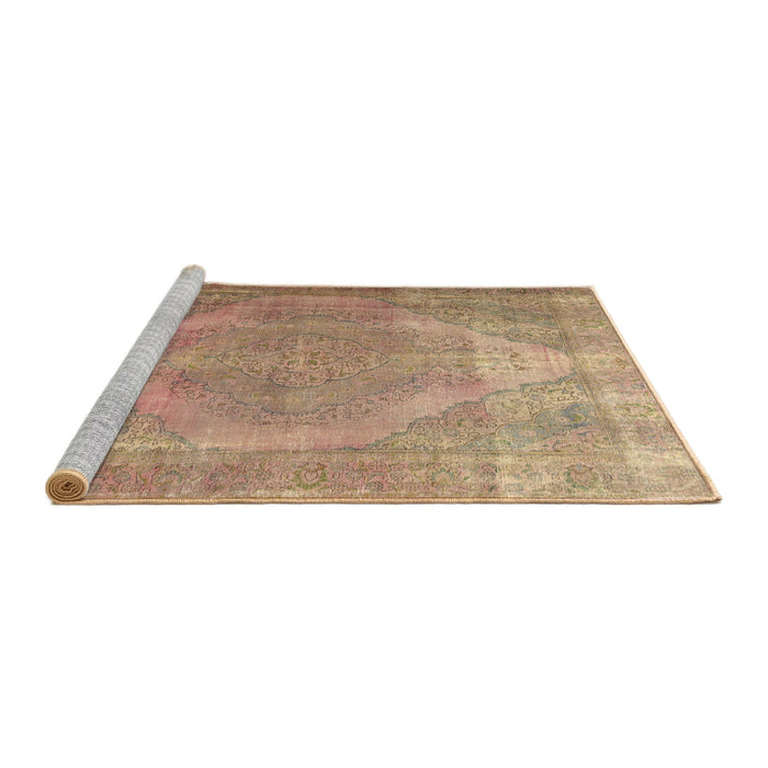 Sideview of Machine Washable Traditional Sand Brown Rug, wshtr3148