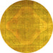 Round Persian Yellow Traditional Rug, tr3148yw