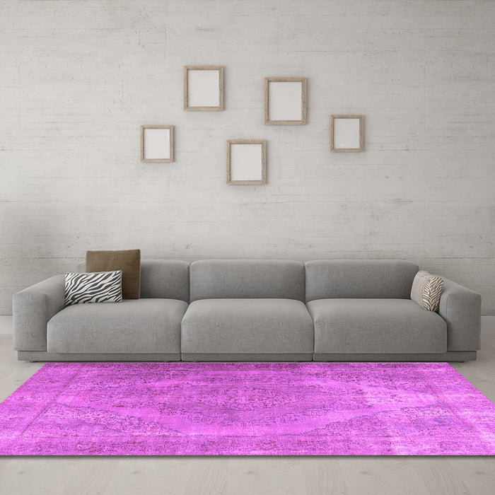 Machine Washable Persian Purple Traditional Area Rugs in a Living Room, wshtr3148pur