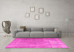 Machine Washable Persian Pink Traditional Rug in a Living Room, wshtr3148pnk