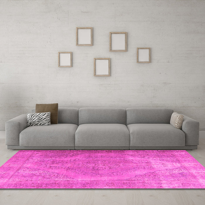 Machine Washable Persian Pink Traditional Rug in a Living Room, wshtr3148pnk