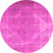 Round Machine Washable Persian Pink Traditional Rug, wshtr3148pnk