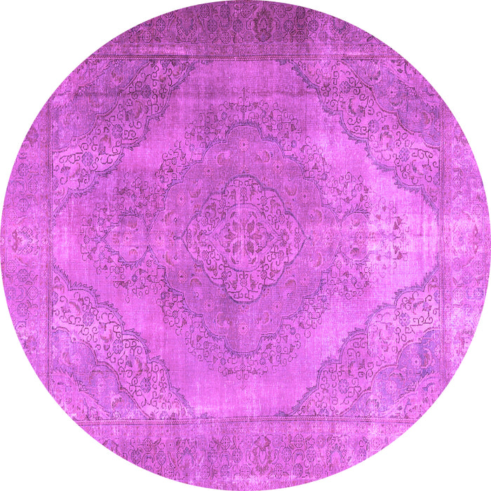 Round Machine Washable Persian Purple Traditional Area Rugs, wshtr3148pur