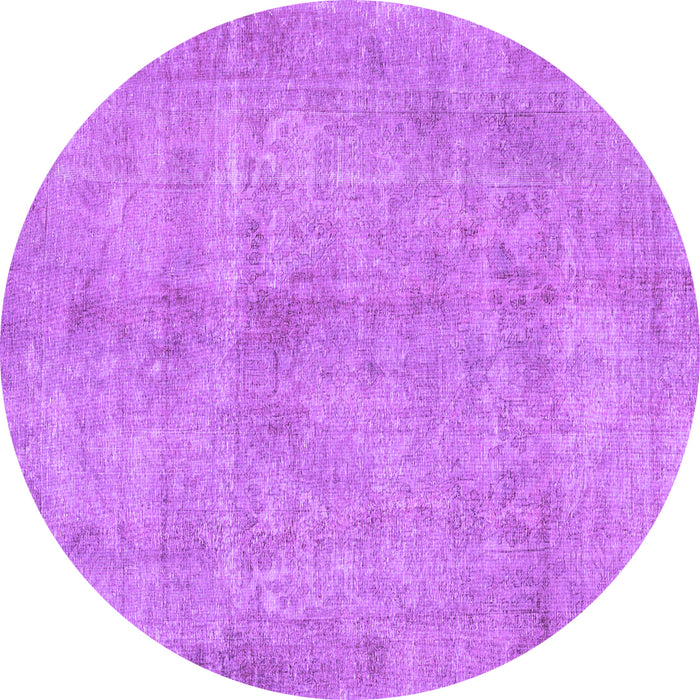Round Machine Washable Persian Purple Traditional Area Rugs, wshtr3149pur