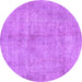 Round Machine Washable Persian Purple Traditional Area Rugs, wshtr3149pur