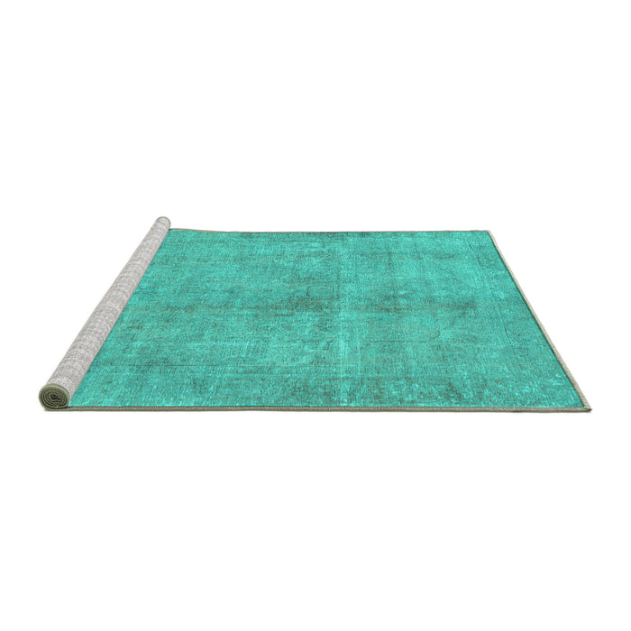 Sideview of Machine Washable Persian Turquoise Traditional Area Rugs, wshtr3149turq
