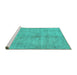 Sideview of Machine Washable Persian Turquoise Traditional Area Rugs, wshtr3149turq