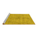 Sideview of Machine Washable Persian Yellow Traditional Rug, wshtr3149yw