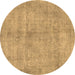 Round Persian Brown Traditional Rug, tr3149brn