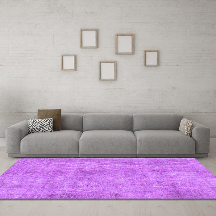 Machine Washable Persian Purple Traditional Area Rugs in a Living Room, wshtr3149pur