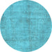 Round Persian Light Blue Traditional Rug, tr3149lblu