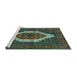 Sideview of Machine Washable Persian Turquoise Traditional Area Rugs, wshtr314turq