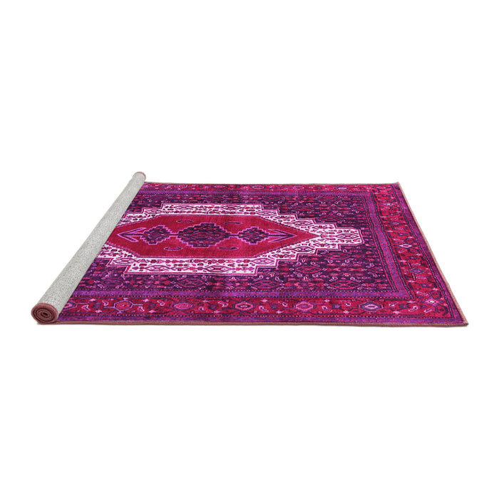 Sideview of Machine Washable Persian Pink Traditional Rug, wshtr314pnk