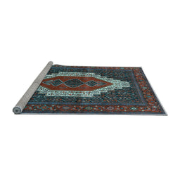 Sideview of Machine Washable Persian Light Blue Traditional Rug, wshtr314lblu