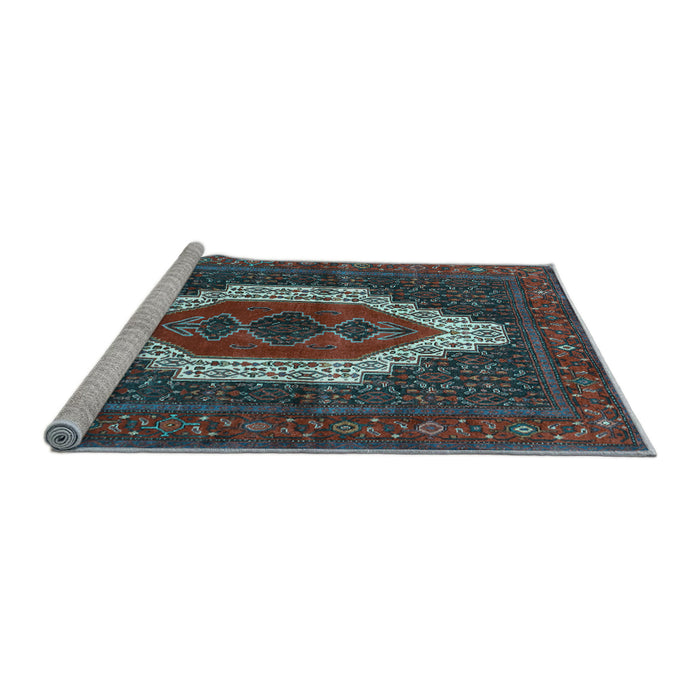 Sideview of Machine Washable Persian Light Blue Traditional Rug, wshtr314lblu