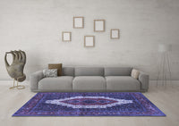 Machine Washable Persian Blue Traditional Rug, wshtr314blu