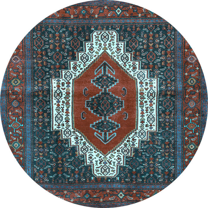 Round Machine Washable Persian Light Blue Traditional Rug, wshtr314lblu