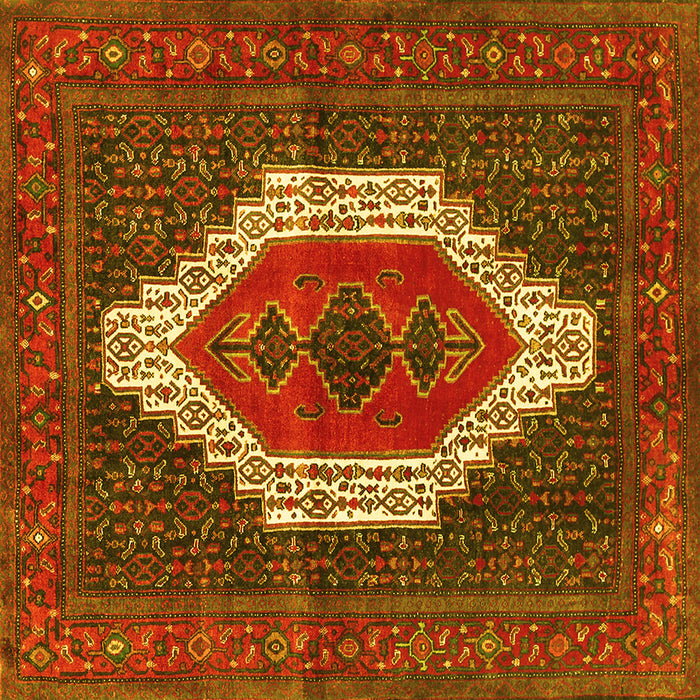 Square Persian Yellow Traditional Rug, tr314yw