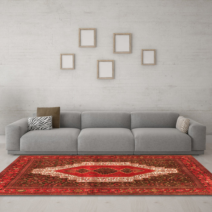 Machine Washable Persian Orange Traditional Area Rugs in a Living Room, wshtr314org