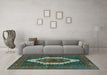 Machine Washable Persian Turquoise Traditional Area Rugs in a Living Room,, wshtr314turq