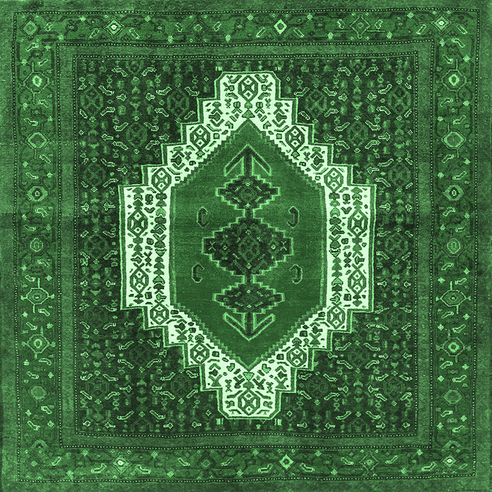 Square Machine Washable Persian Emerald Green Traditional Area Rugs, wshtr314emgrn
