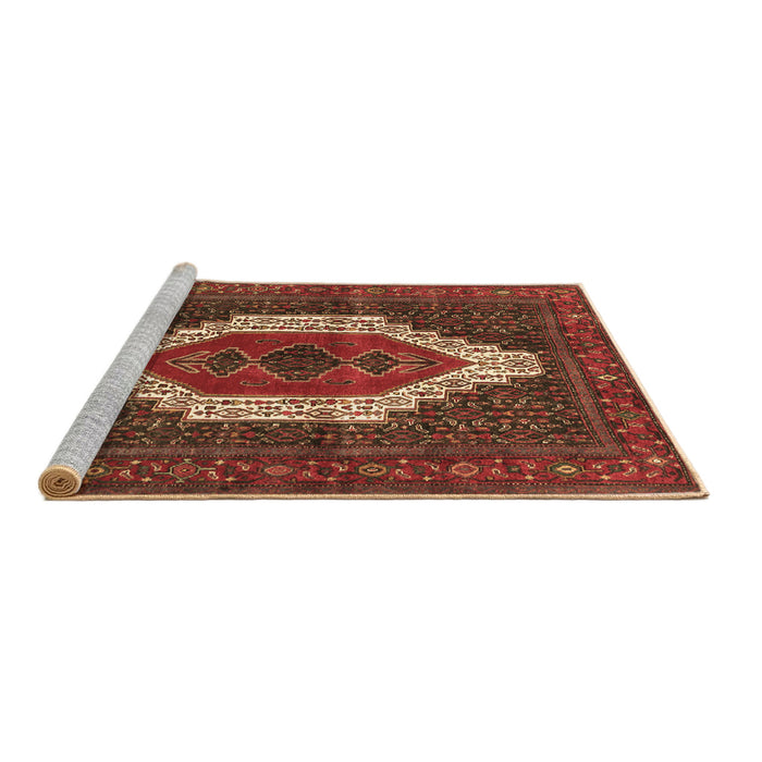 Sideview of Machine Washable Persian Brown Traditional Rug, wshtr314brn