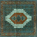 Square Machine Washable Persian Turquoise Traditional Area Rugs, wshtr314turq