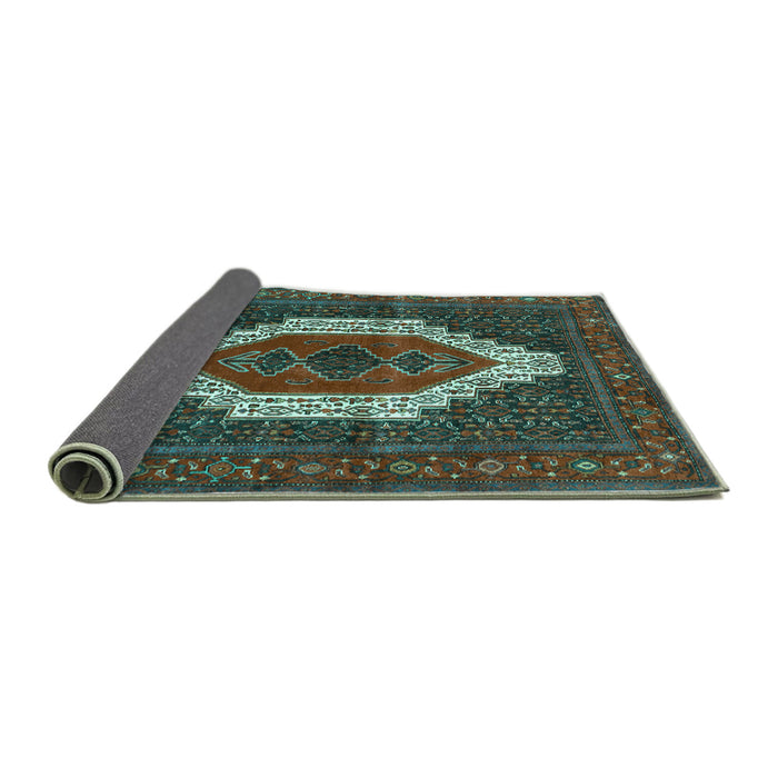 Sideview of Persian Turquoise Traditional Rug, tr314turq